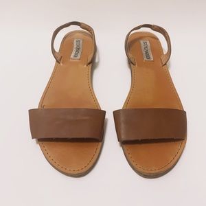 Steve Madden Cognac Leather Slide Sandals